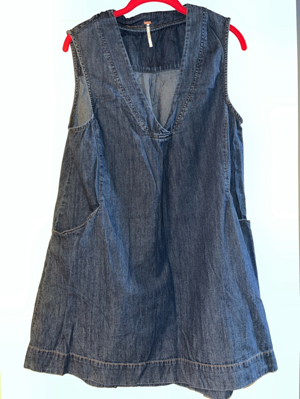 Free People Indigo Denim V-Neck Mini Dress